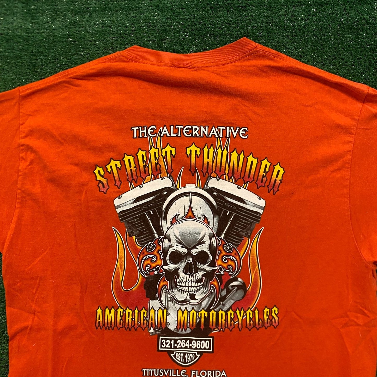 Flaming Dice Skull Vintage Biker T-Shirt