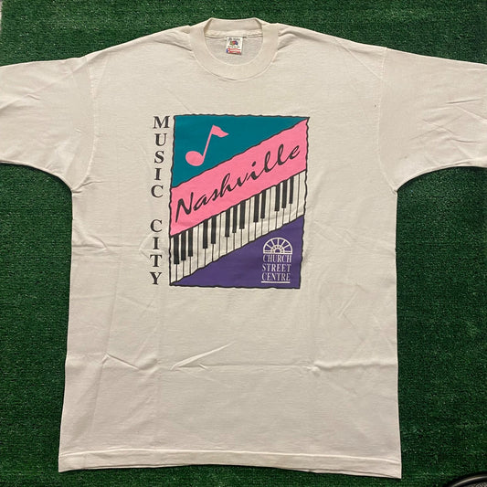 Nashville Music City Piano Vintage 90s T-Shirt