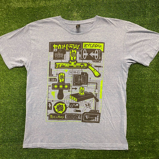 Rick and Morty Portal Gun Blueprint Vintage Cartoon T-Shirt
