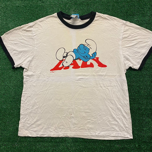 Lazy Smurfs Vintage 90s Cartoon T-Shirt
