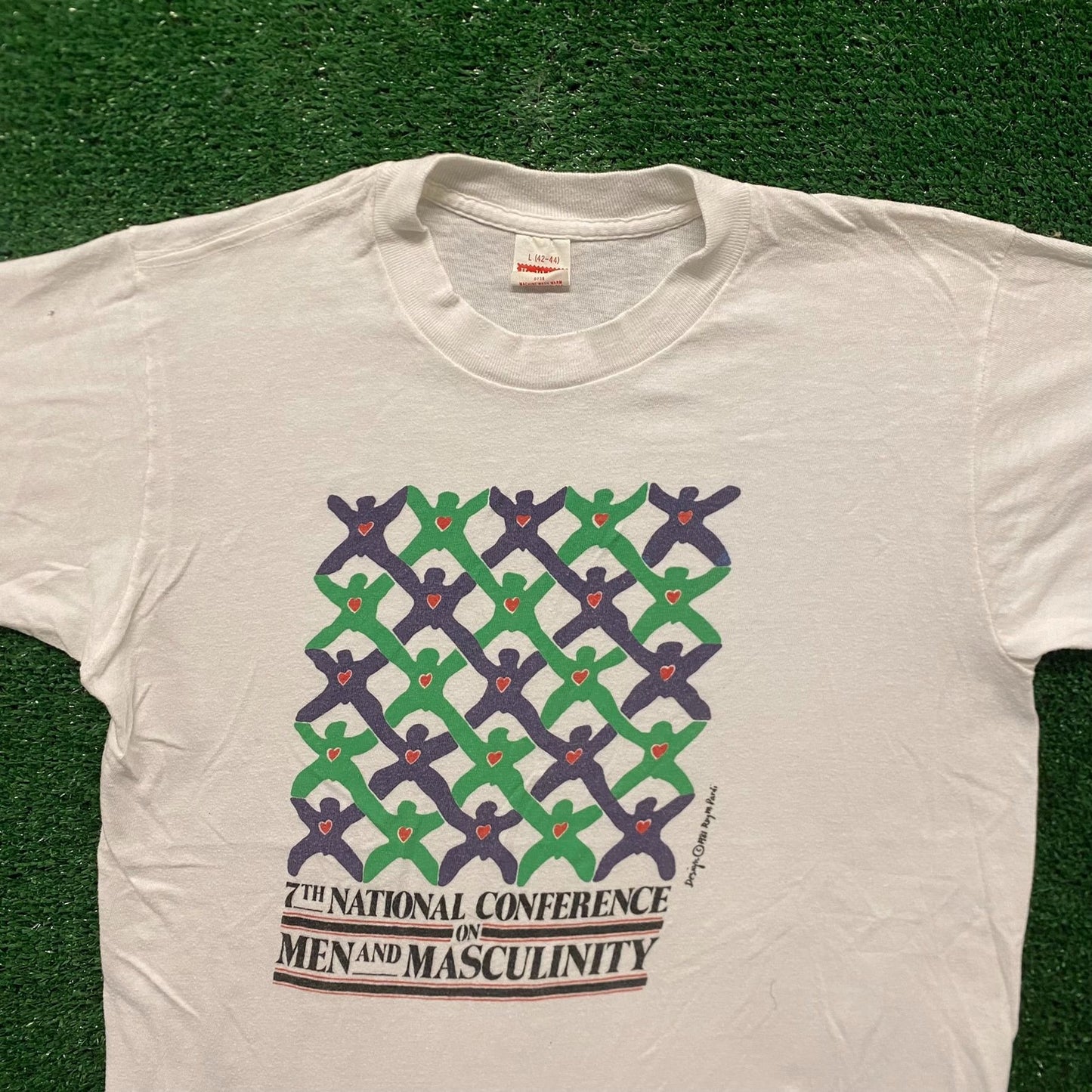 Vintage 80s Essential Human Tessellation Masculinity Single Stitch T-Shirt