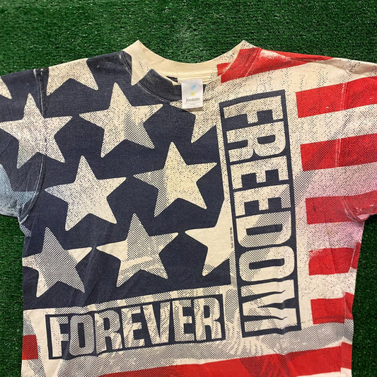 USA American Flag Vintage 90s AOP T-Shirt