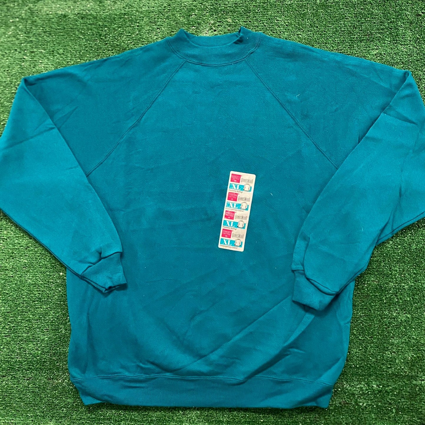 Teal Vintage 90s Deadstock Blank Crewneck Sweatshirt