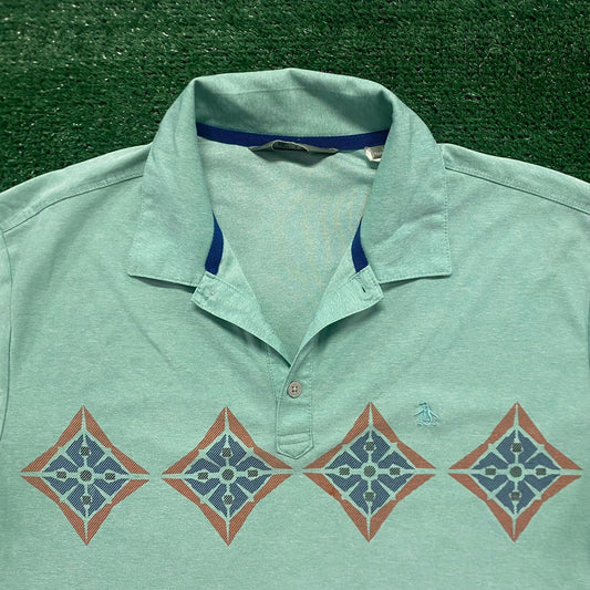 Penguin Geometric  Pastel Mint Green Polo Shirt