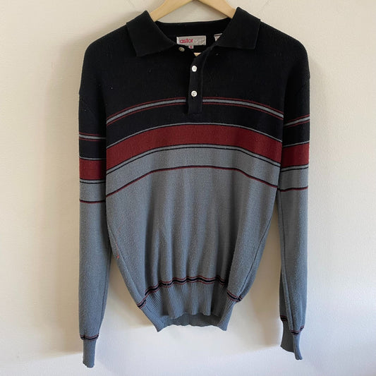 Vintage Striped Rugby Polo Sweater