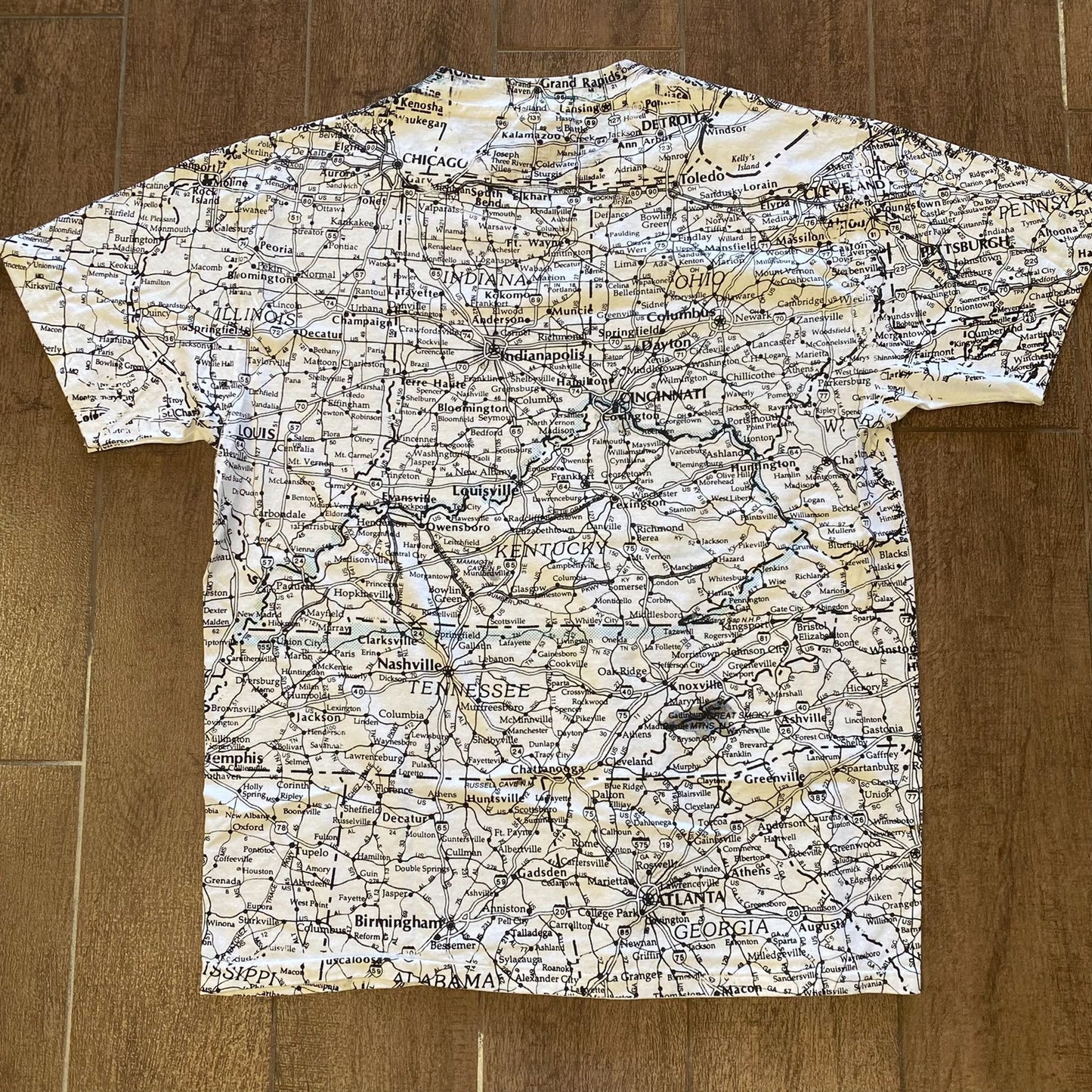 Midwest Road Map Vintage T-Shirt
