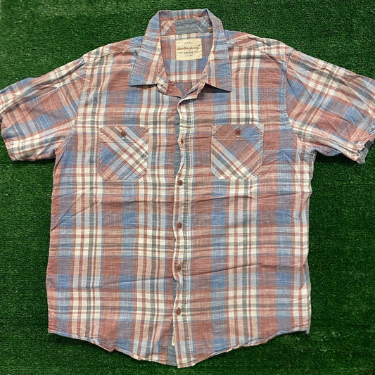 Weatherproof Plaid Vintage Casual Button Up Shirt