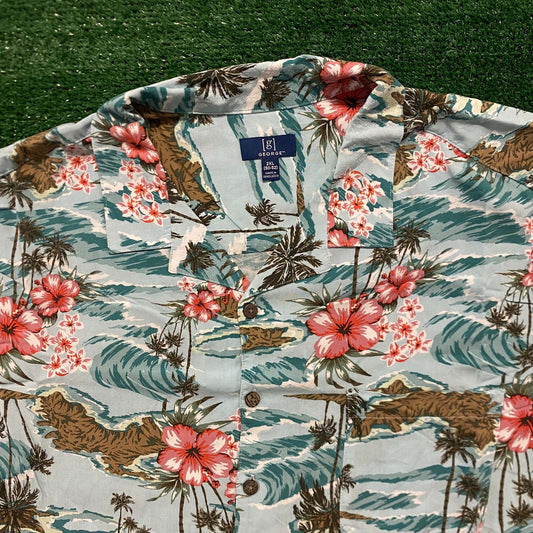 Pastel Floral Beach Vintage Button Up Hawaiian Shirt