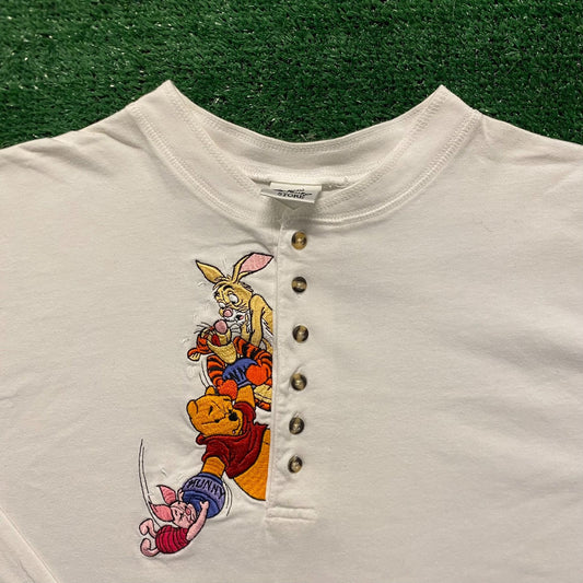 Winnie the Pooh Vintage Cartoon Movie Henley T-Shirt