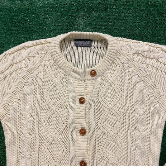 Cable Knit Vintage 80s Cardigan Sweater