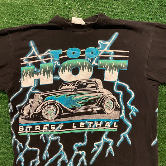 Vintage 90s Essential American Thunder Hot Rod Single Stitch T-Shirt
