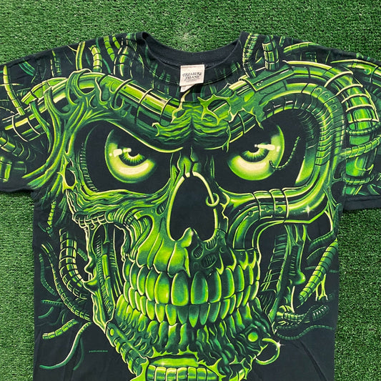 Vintage 90s Essential Terminator Robot Skull AOP T-Shirt