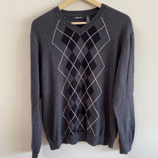 Claiborne Argyle Diamond V-Neck Sweater