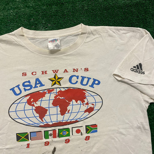 Adidas Soccer Flags Globe Vintage 90s Sports T-Shirt
