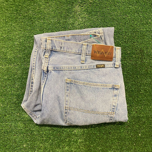 Wrangler Faded Stonewashed Vintage Denim Jeans Pants