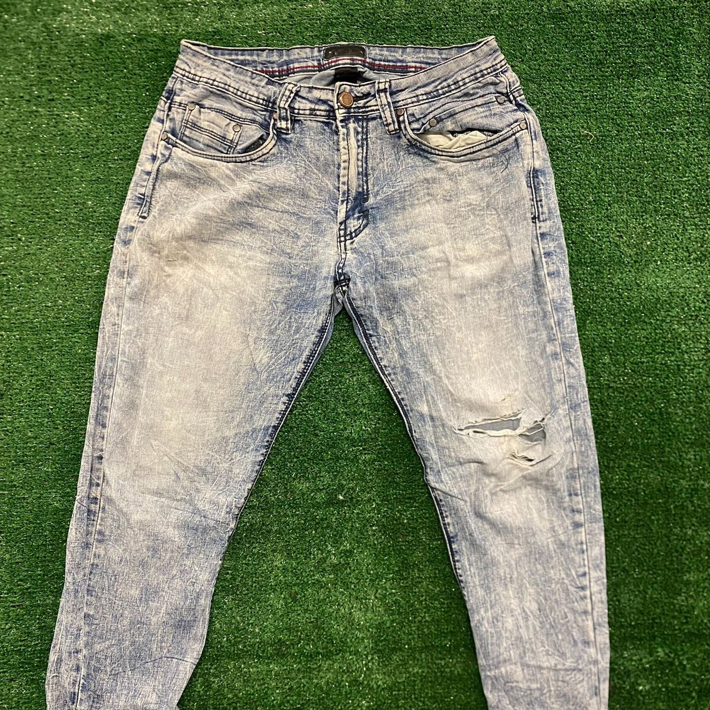 Faded Stonewashed Distressed Vintage Denim Skinny Jeans